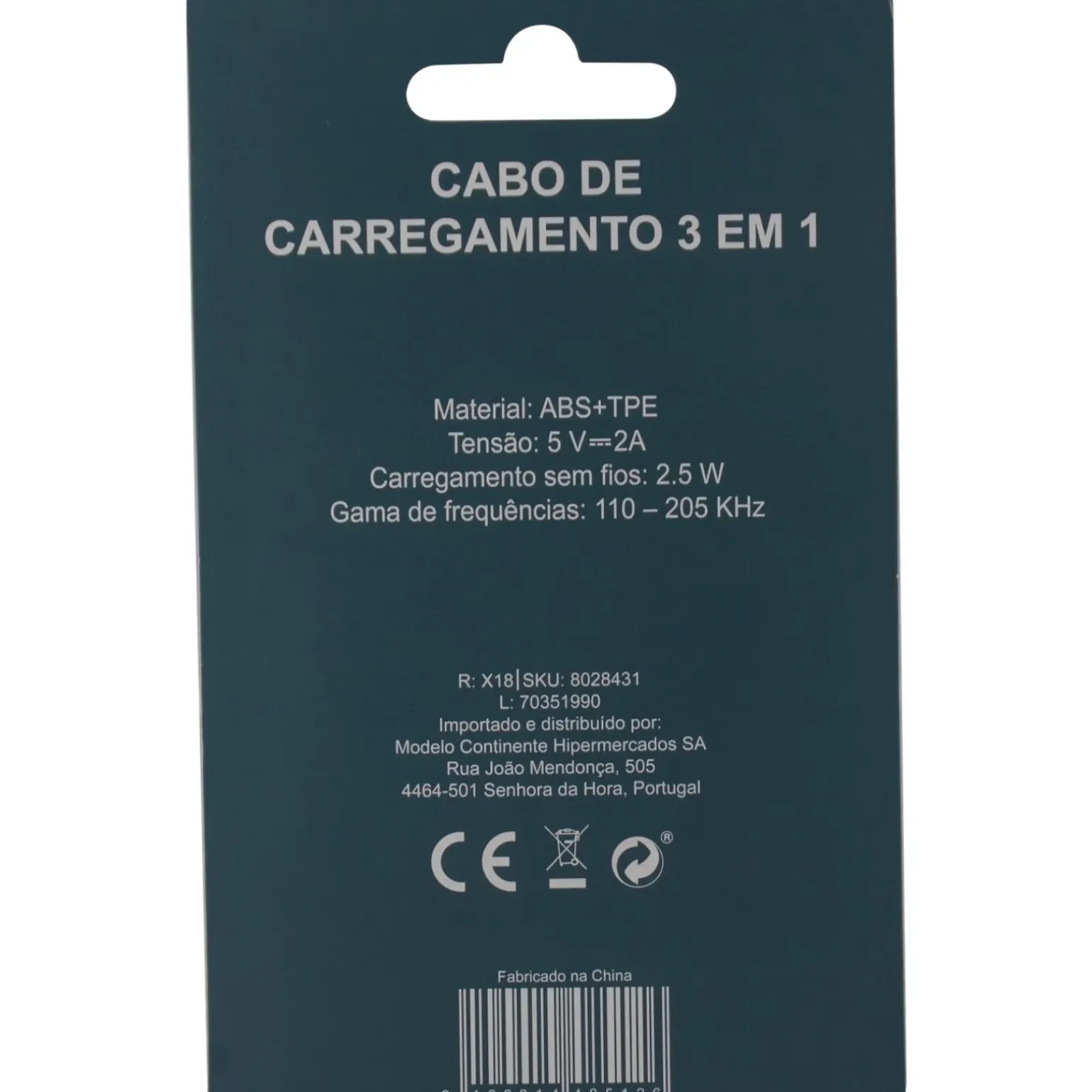 Cabo de Carregamento 3 em 1 Azul Fusion