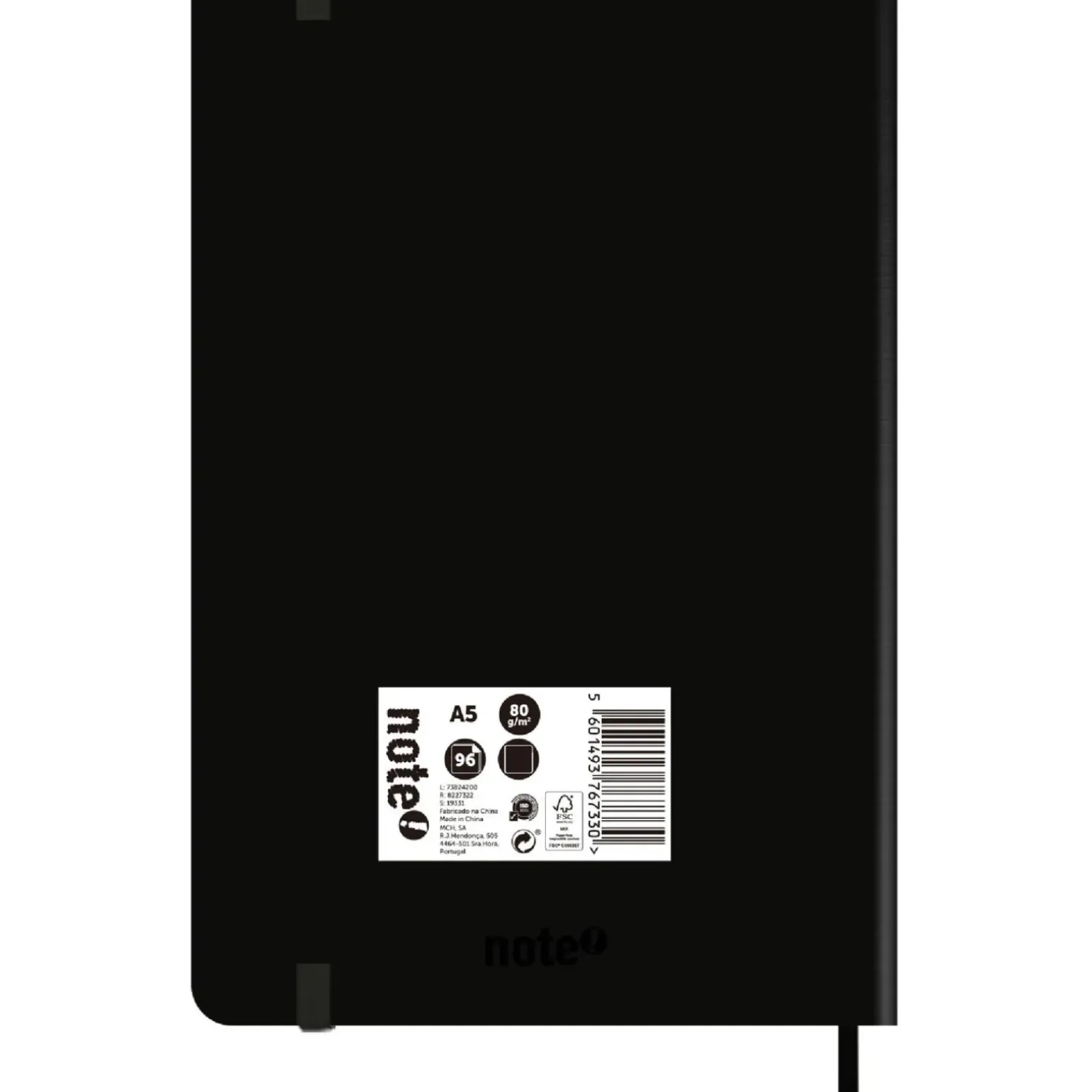 Caderno Agrafado A5 Capa Soft com Elástico Liso Preto Note!