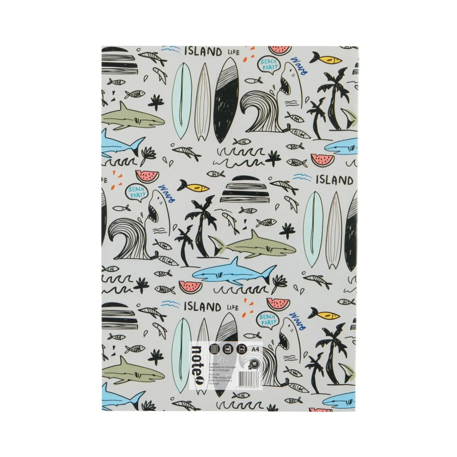 Caderno Agrafado A4 Preto 40 Folhas 60G Beach/Retro