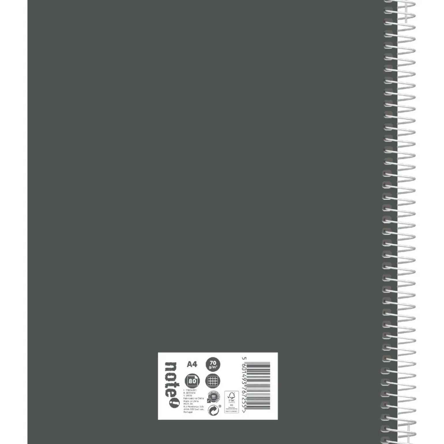 Caderno Espiral A4 80 Folhas 70G Quadriculado Tecnoline Note!
