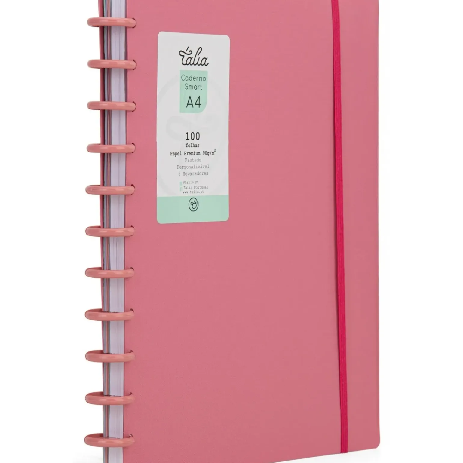 Caderno Smart A4 Com Elástico 100 Folhas Rosa Talia
