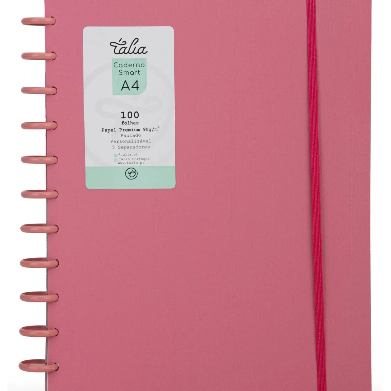 Caderno Smart A4 Com Elástico 100 Folhas Rosa Talia