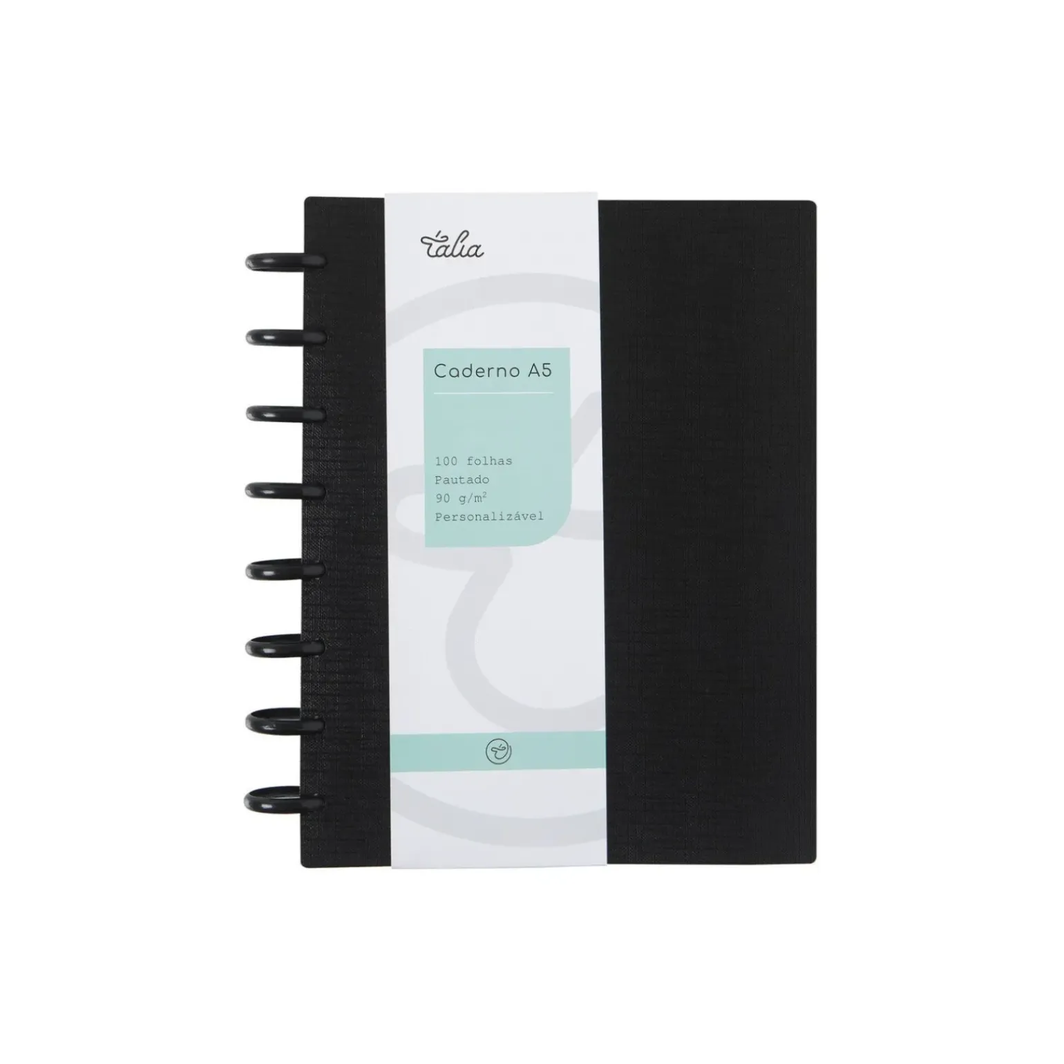 Caderno Smart A5 Pautado 100 folhas Preto Talia