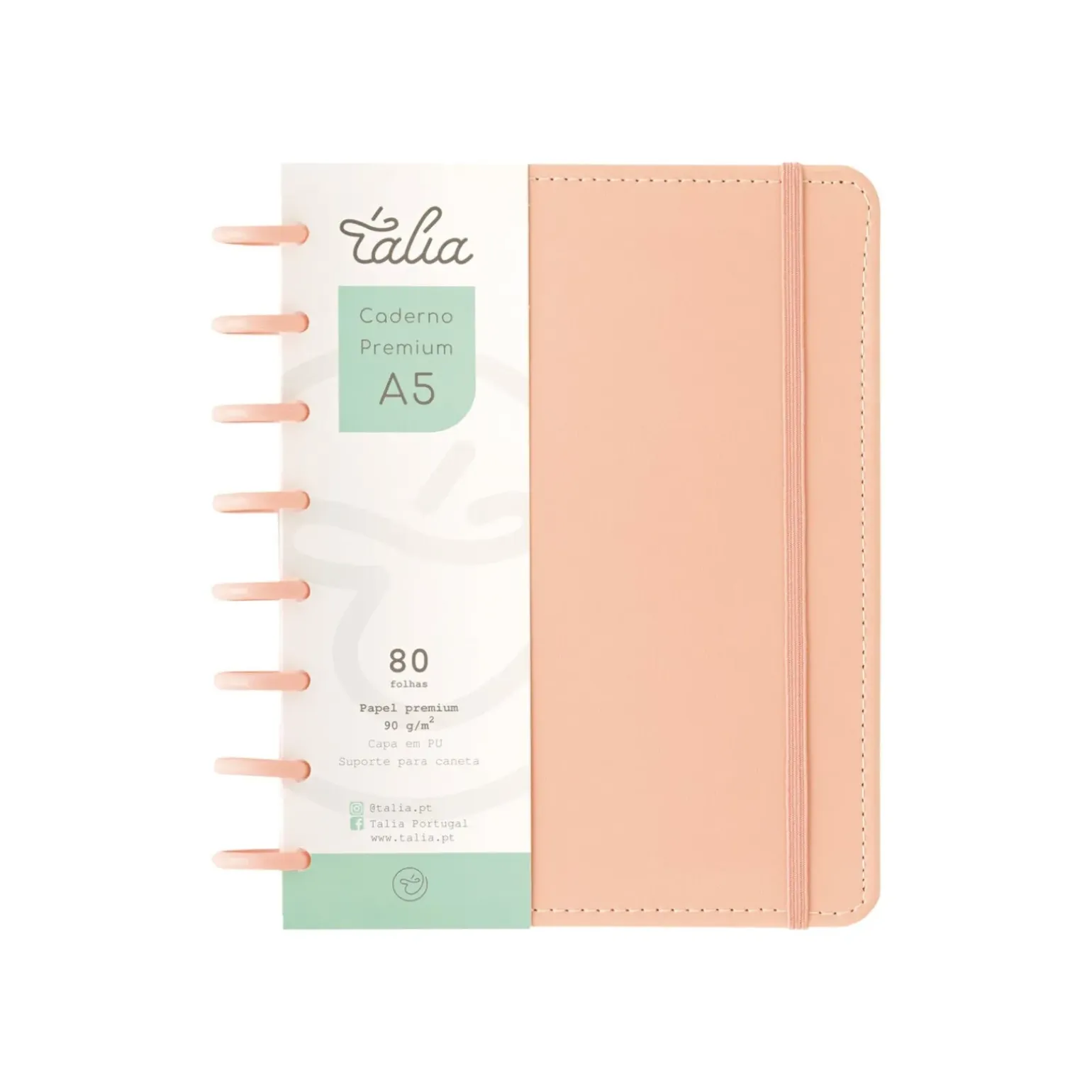 Caderno Smart com Elástico Espiral A5 Pautado Rosa