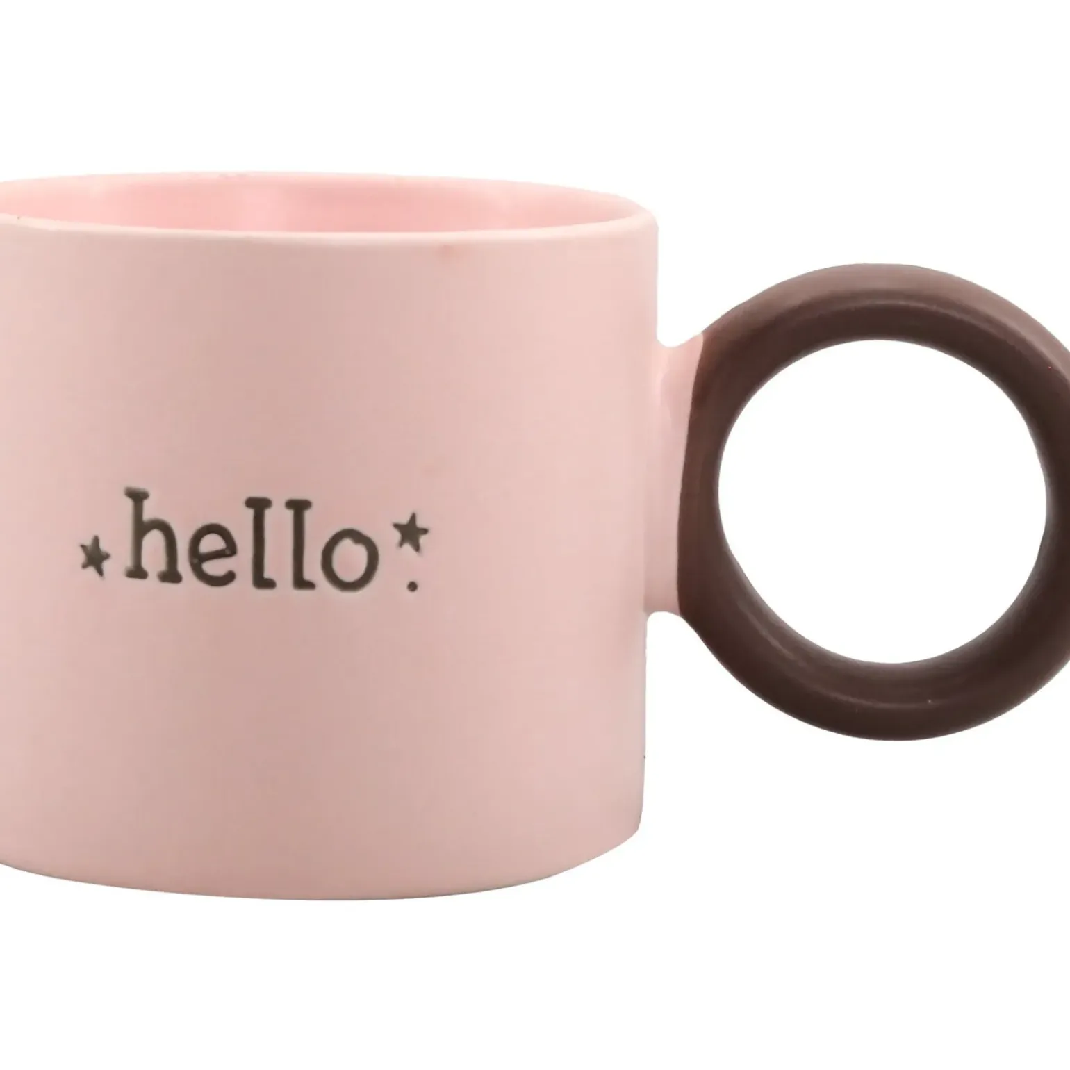 Caneca Rosa Hello com Asa Castanha