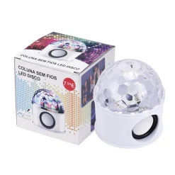 Coluna Sem Fios Bola Led Disco USB