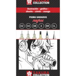 Conjunto de 3 Marcadores Pretos Pigma Micron Manga