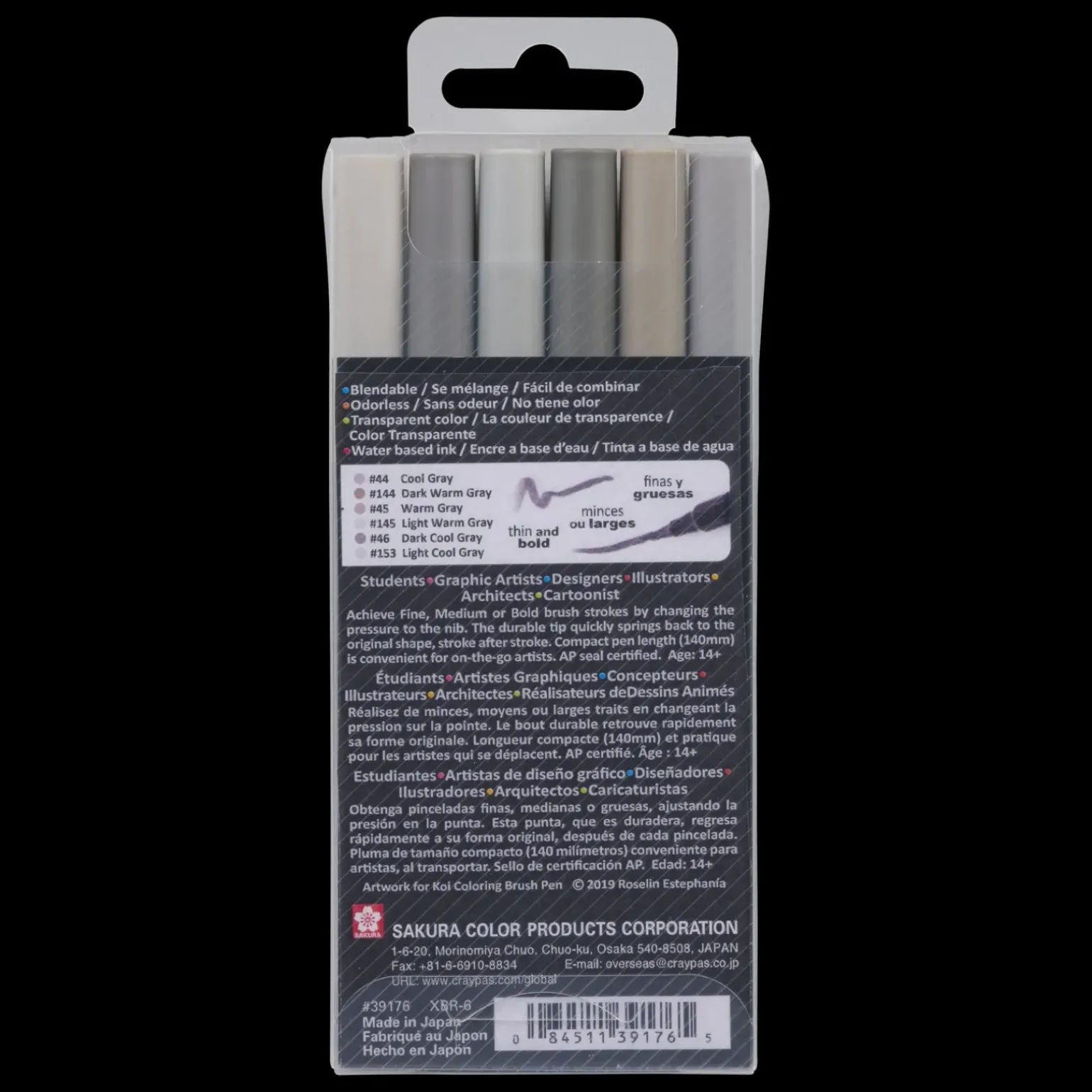 Conjunto de 6 Marcadores Sakura Koi Coloring Brush