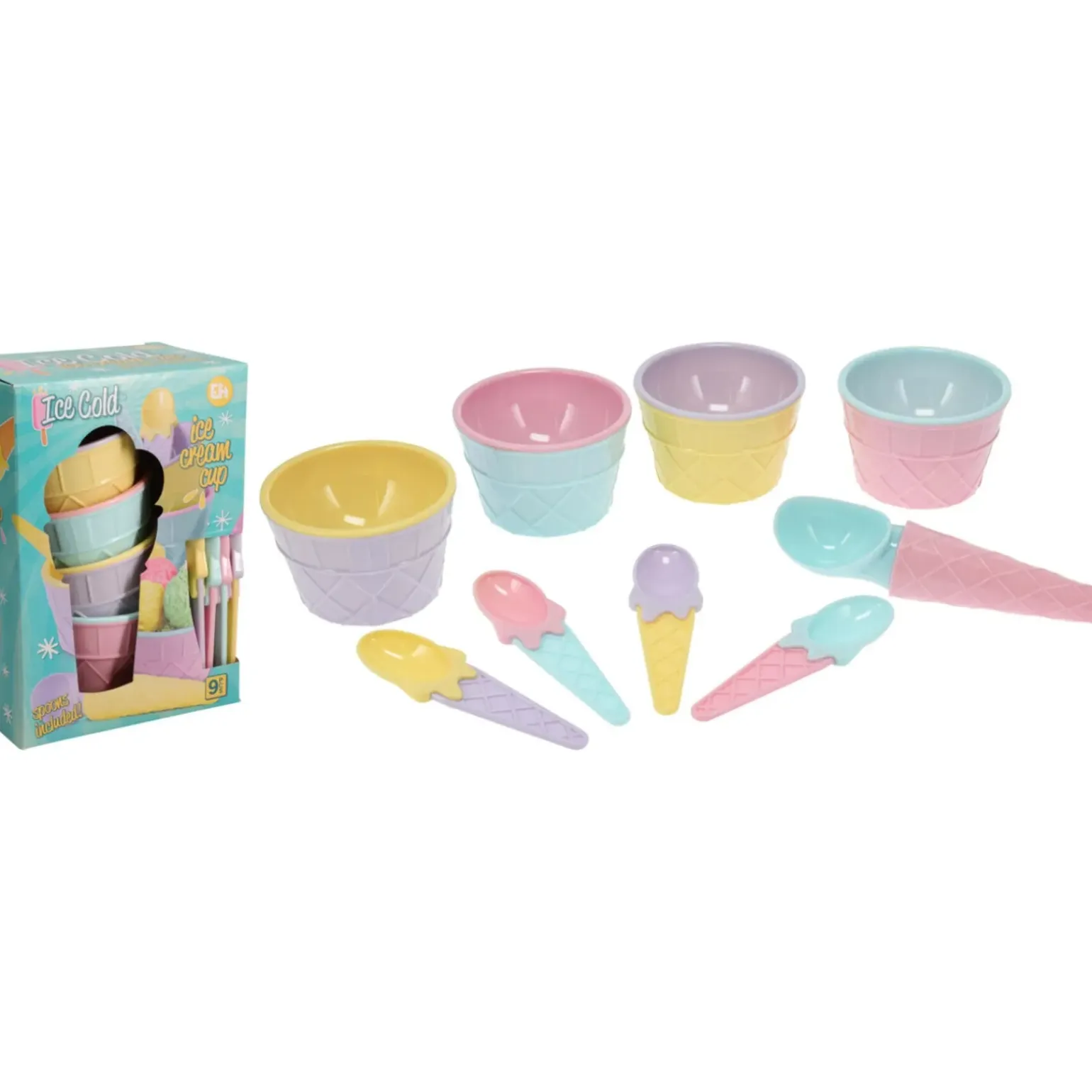 Conjunto De Servir Gelado Colorido 9 Peças