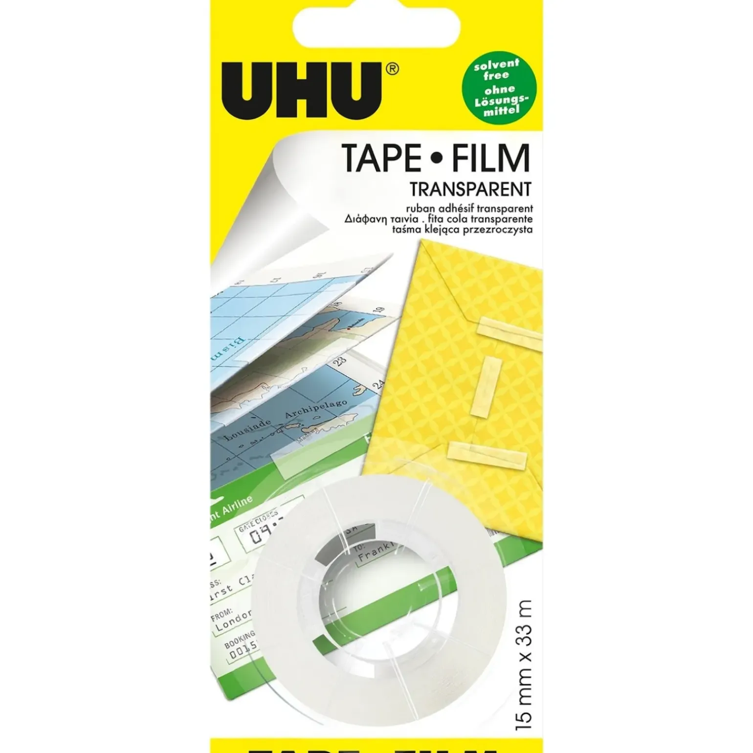 Fita Cola Transparente UHU 15mm x 33m