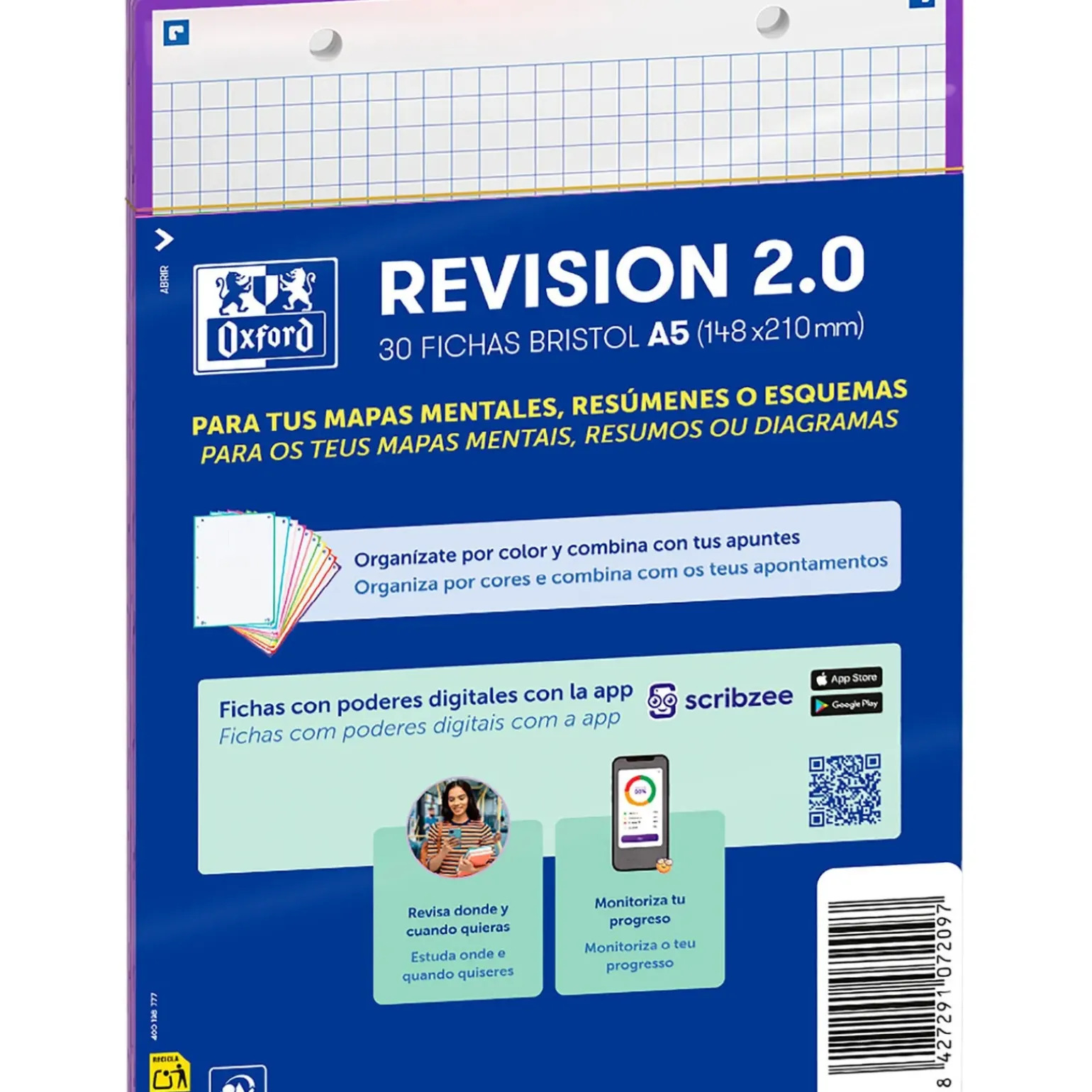 Flashcards 2.0 A5 30 Folhas Quadriculado Roxo Oxford