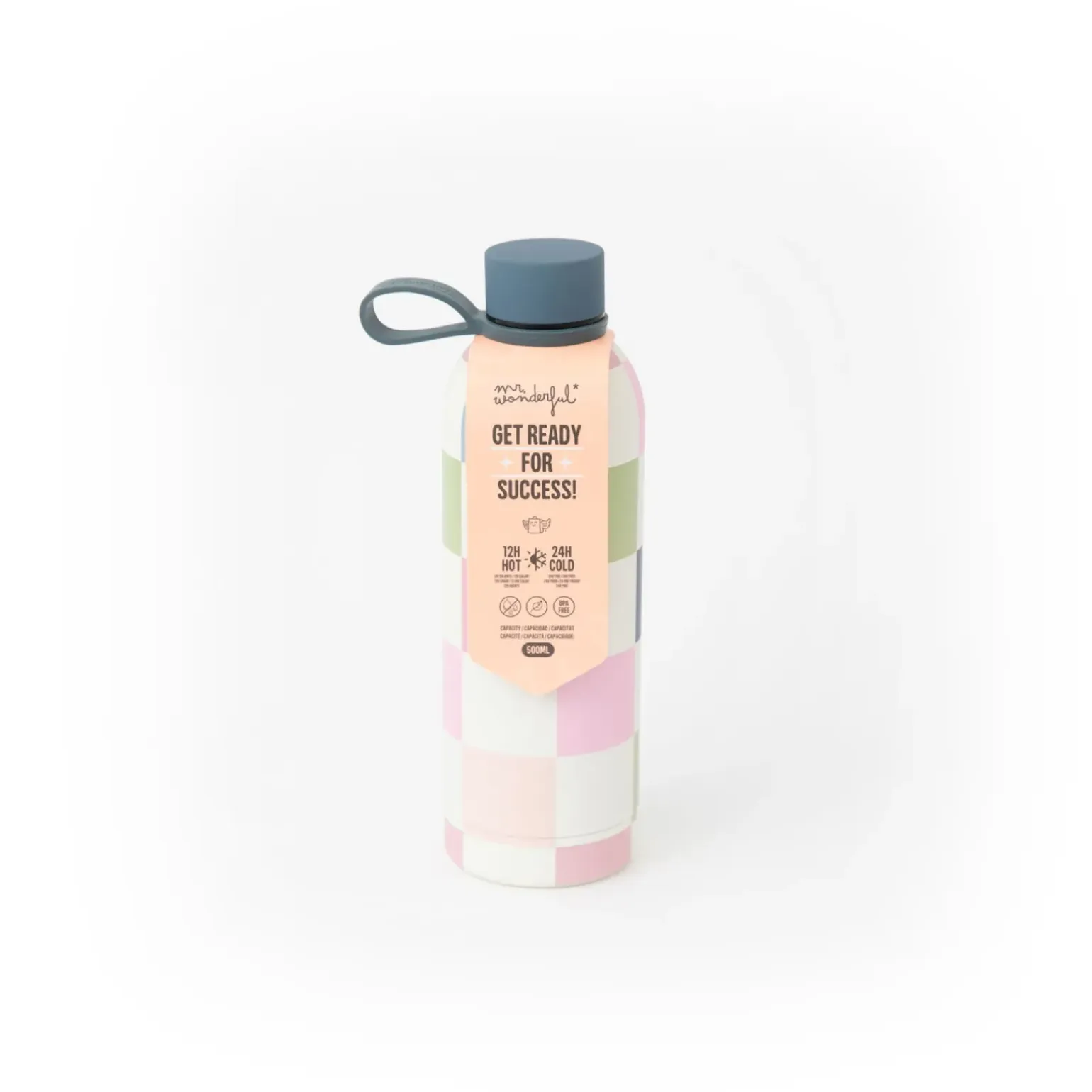 Garrafa Térmica 500Ml - Estampa Xadrez