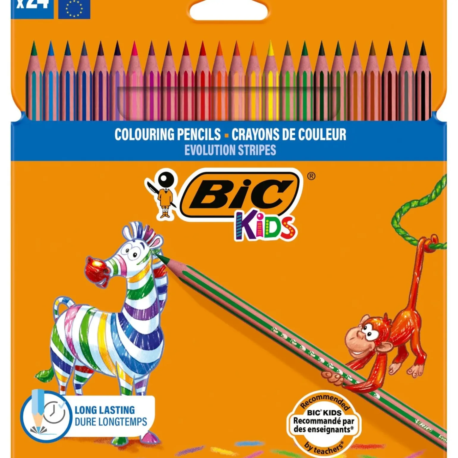 Lápis Cor Evolution Stripes 24 unidades Bic Kid