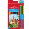 Lápis Cor 12 unidades + 3 Lápis Bicolor + Afia Faber Castell