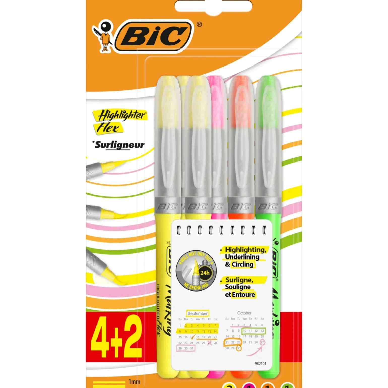 Marcadores Fluorescentes 6 unidades Bic
