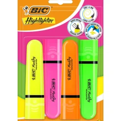 Marcador Fluor Flat Sortido Neon 4 Unidades Bic