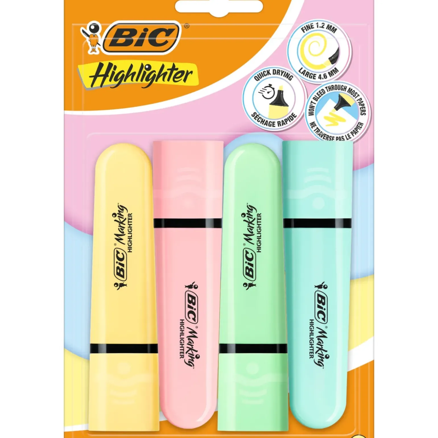 Marcador Fluor Flat Sortido Pastel 4 Unidades Bic