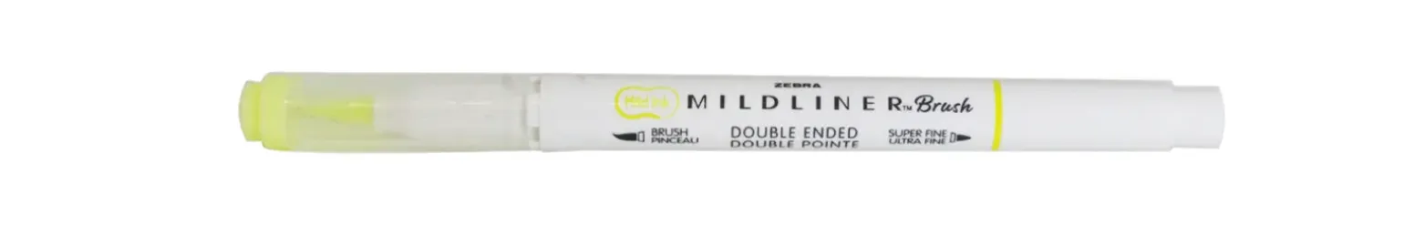 Marcador 2 Pontas Fluorescente + Brush Pen Amarelo