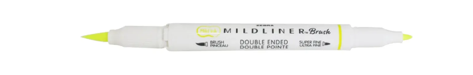 Marcador 2 Pontas Fluorescente + Brush Pen Amarelo