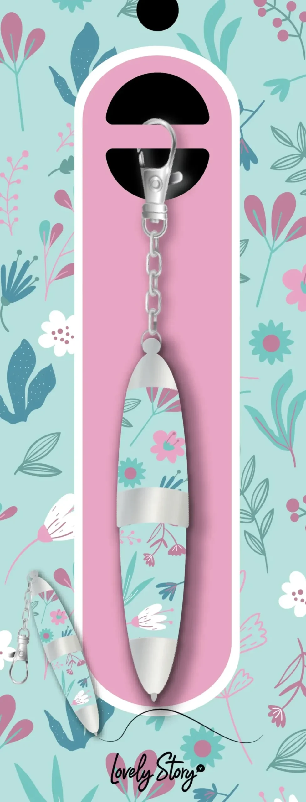 Porta-Chaves Caneta - Mint Bloom